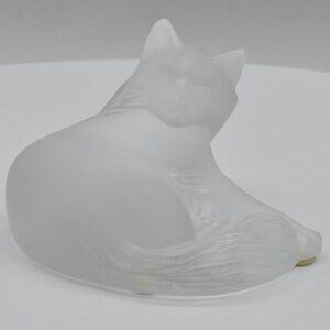 Vintage Lalique Cat 1179500 Frosted Crystal 1995